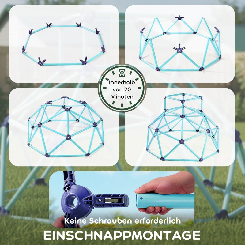 Climbing Dome, Ø182.5cm UV-Resistant Waterproof Frame for Ages 3-8, Blue Plastic