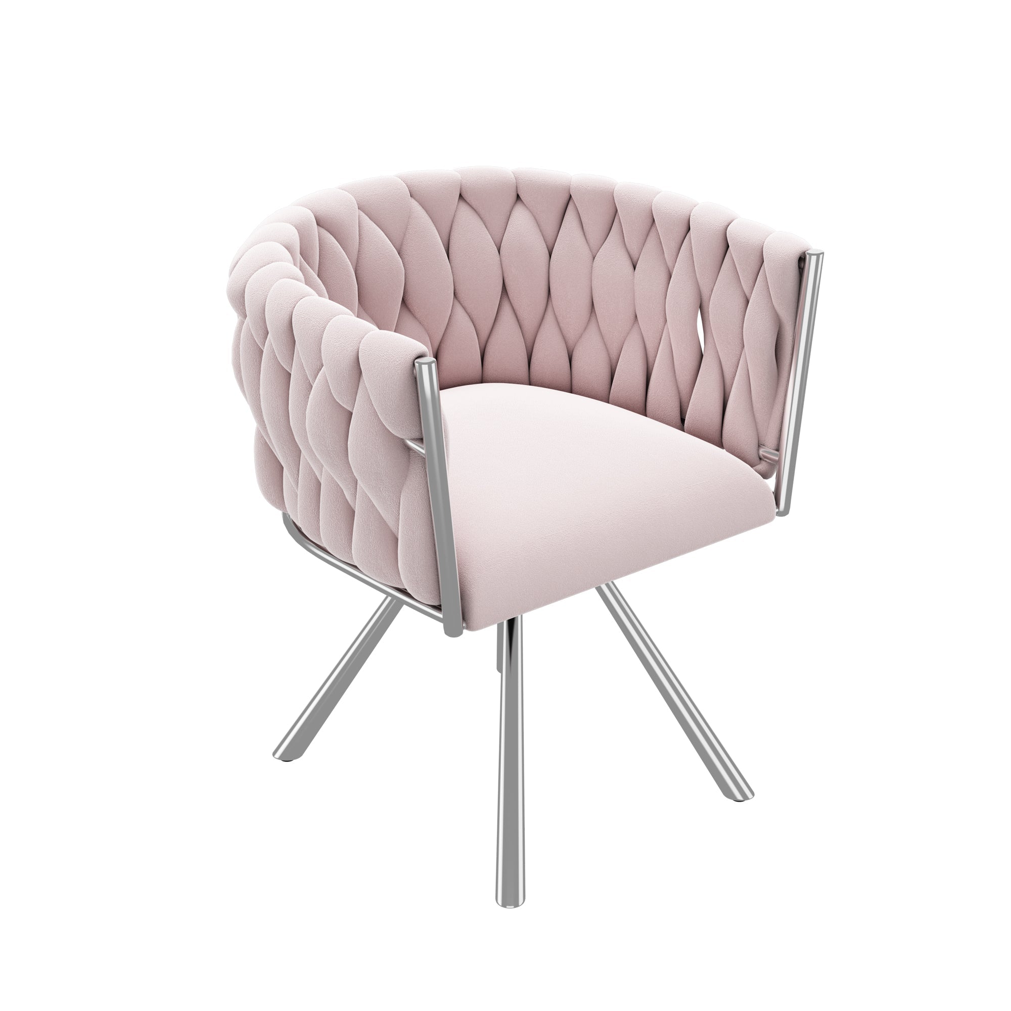 Velvet Vanity Chair Luxury Swivel Metal Legs - Pink