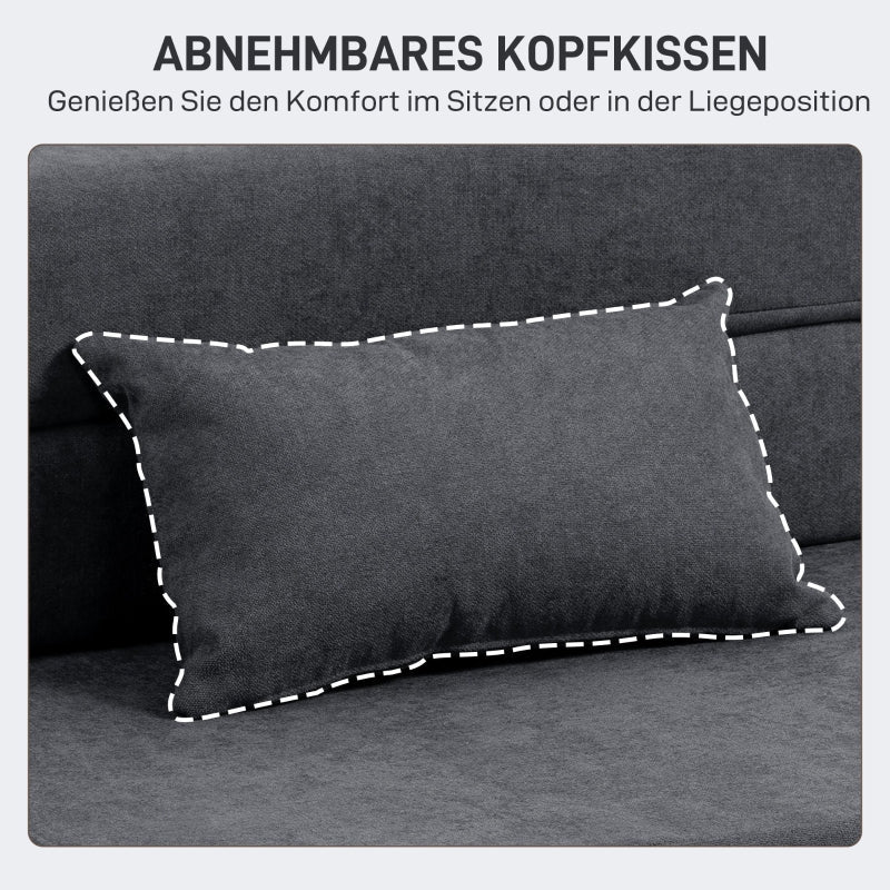 3-in-1 Sleeper Chair Sofa Bed Recliner, Dark Grey Flannel