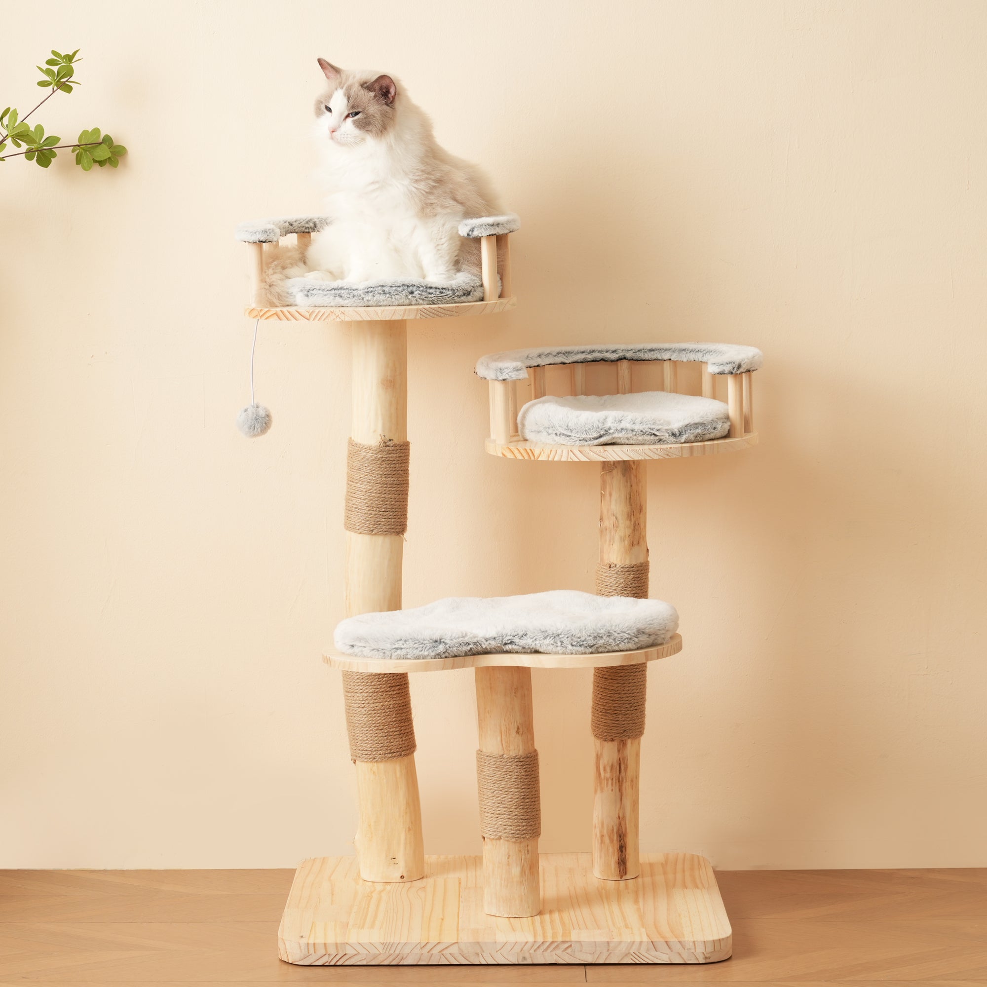 Designer Cat Climbing Frame 98cm 3-Step Jumping Board Solid Wood