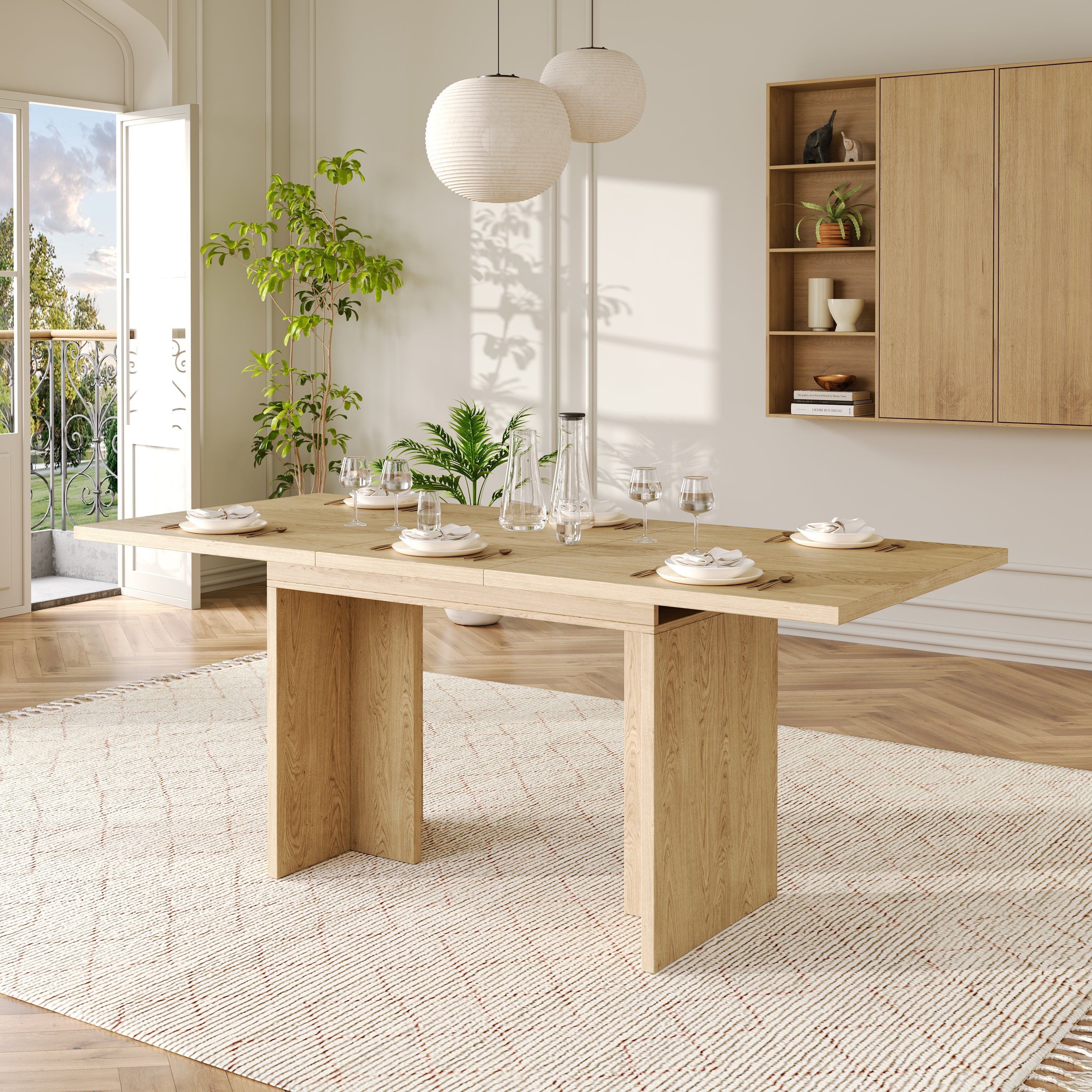 Extendable Dining Table 140/180x80cm Rectangular 6-8 Seater - Oak Color