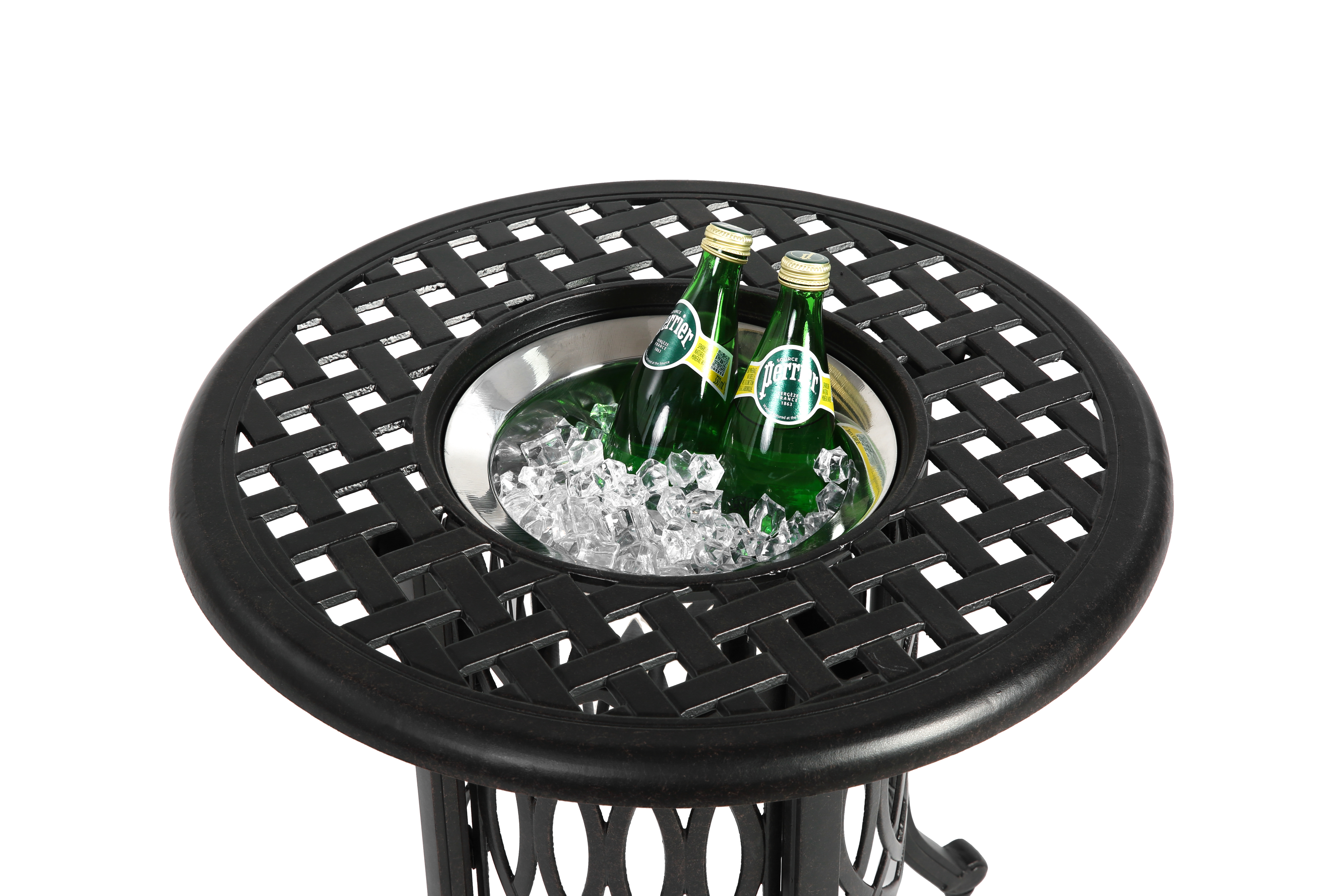 Aluminum Outdoor Table with Ice Bucket, Adjustable Foot Pads