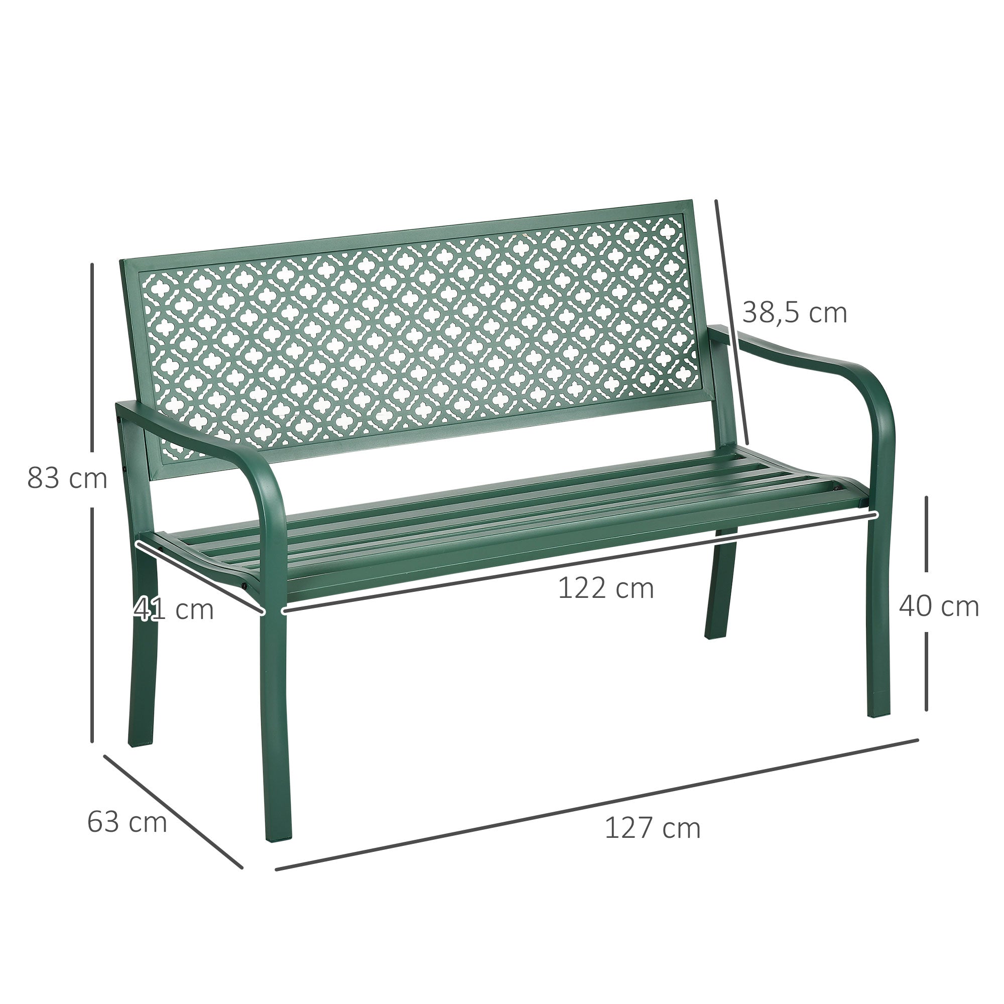 Garden Bench, 280 kg Load Capacity Weatherproof, Dark Green