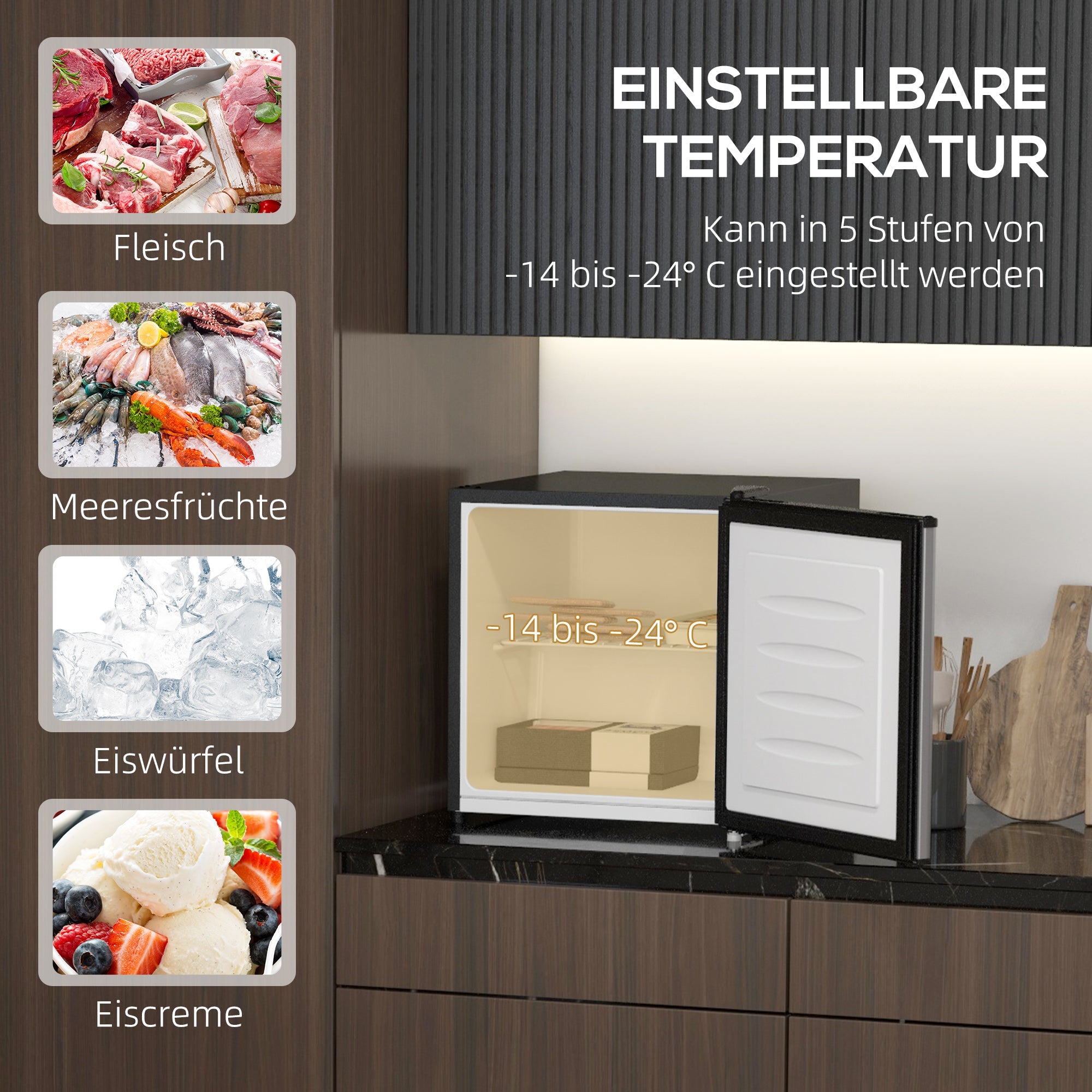 Mini Freezer 35L Electric Freestanding 5-Stage Control, Silver