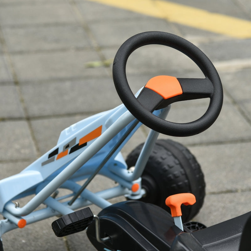 Pedal Go-Kart, adjustable seat, 97x66x59cm, steel, light blue
