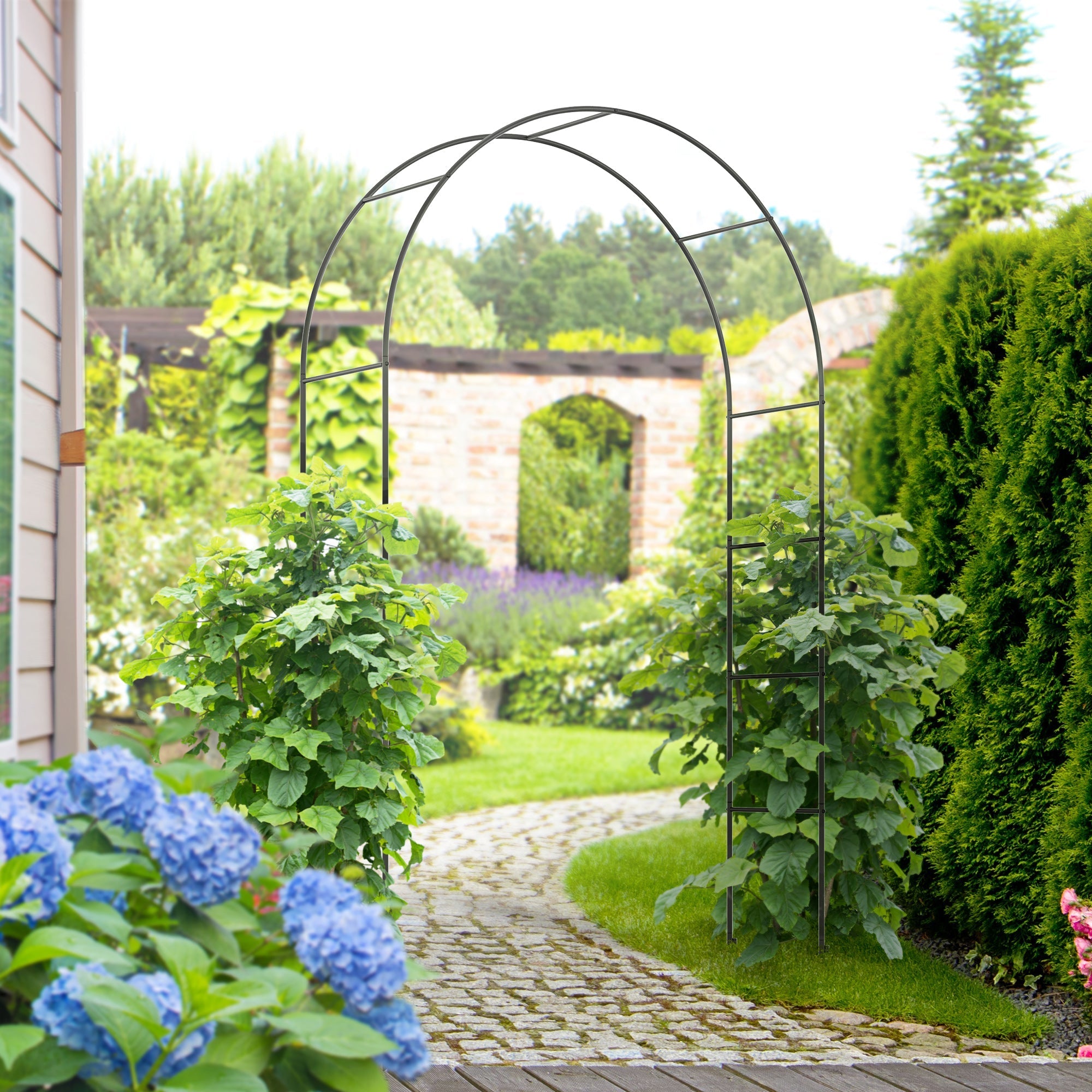 Rose Arch Metal Archway Garden Arch Climbing Plants Black