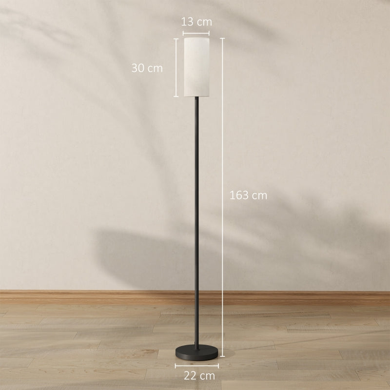 Floor lamp with fabric lampshade E27 socket foot switch, black