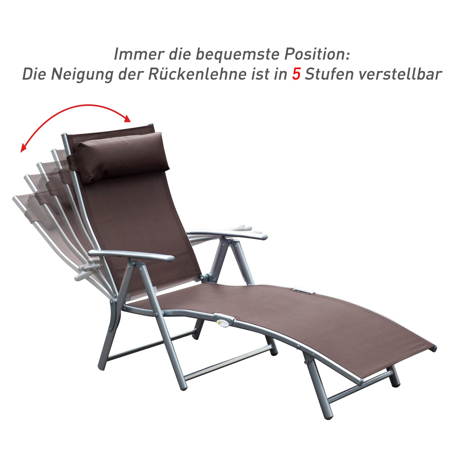 Sun Lounger Folding Relaxation Lounger with Cushion, Brown