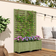 Outdoor Planter Box with Trellis and Folding Universal Wheels
