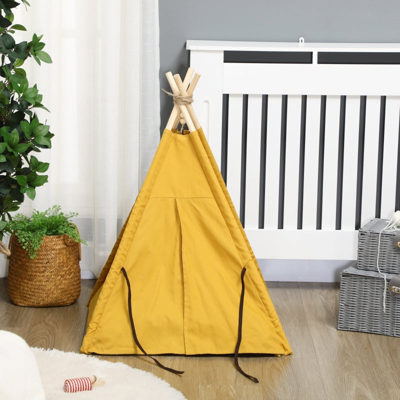 Haustierbett, Tipi-Design mit weichem Kissen und Fußmatte, für Hunde und Katzen, Stoff
