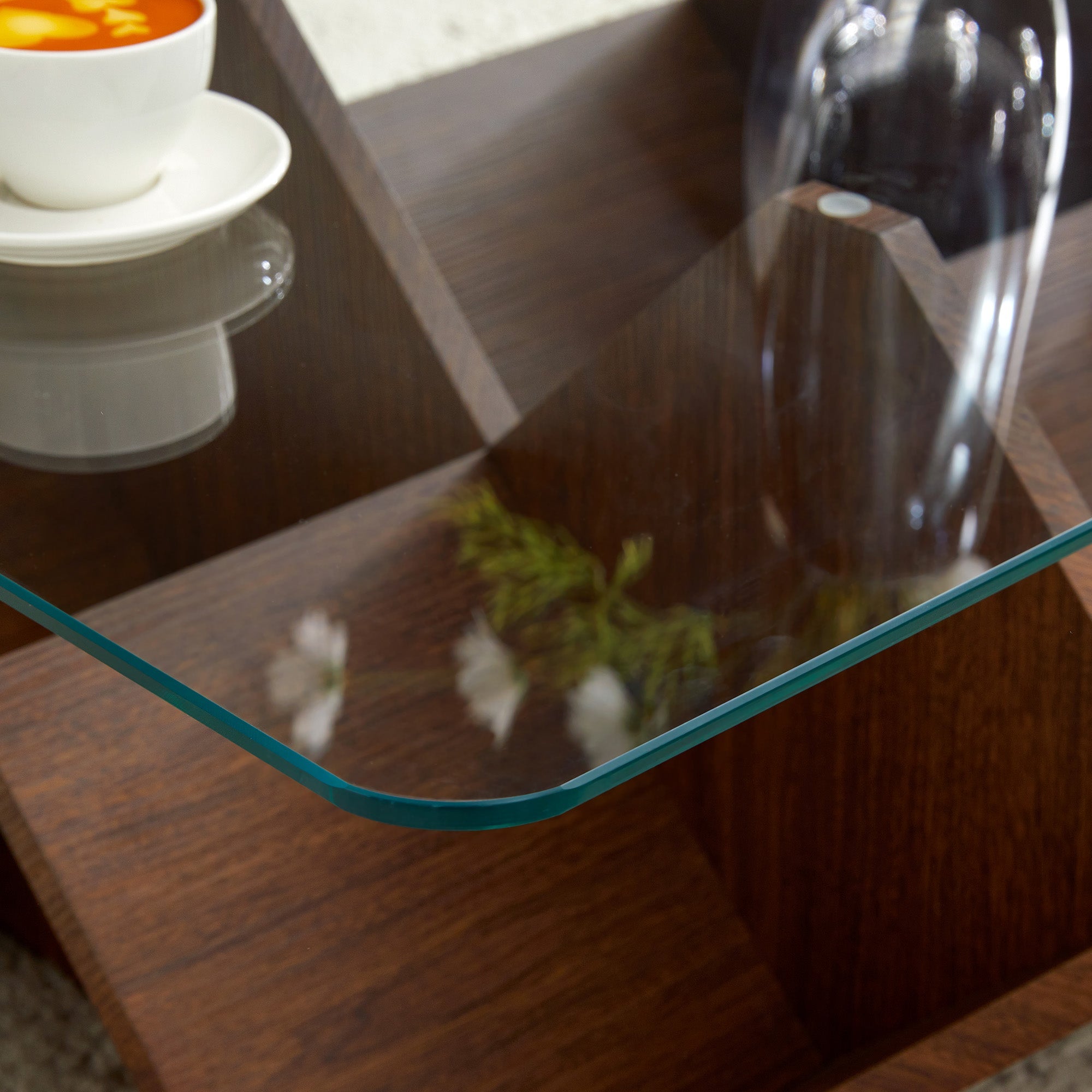 Multi-Storage Coffee Table with Tempered Glass and Spacious Compartments, Walnut Finish MDF