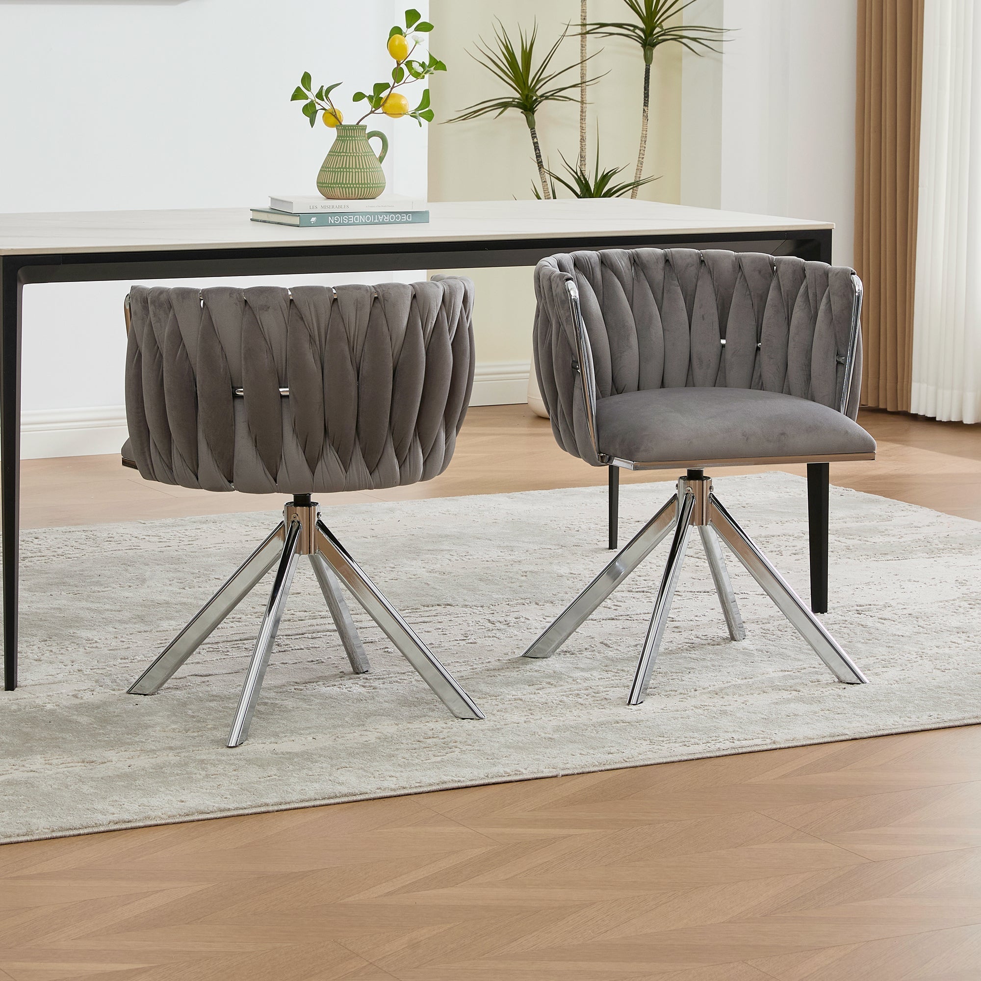 Armchair Set of 2 180° Swivel Ergonomic - Velour