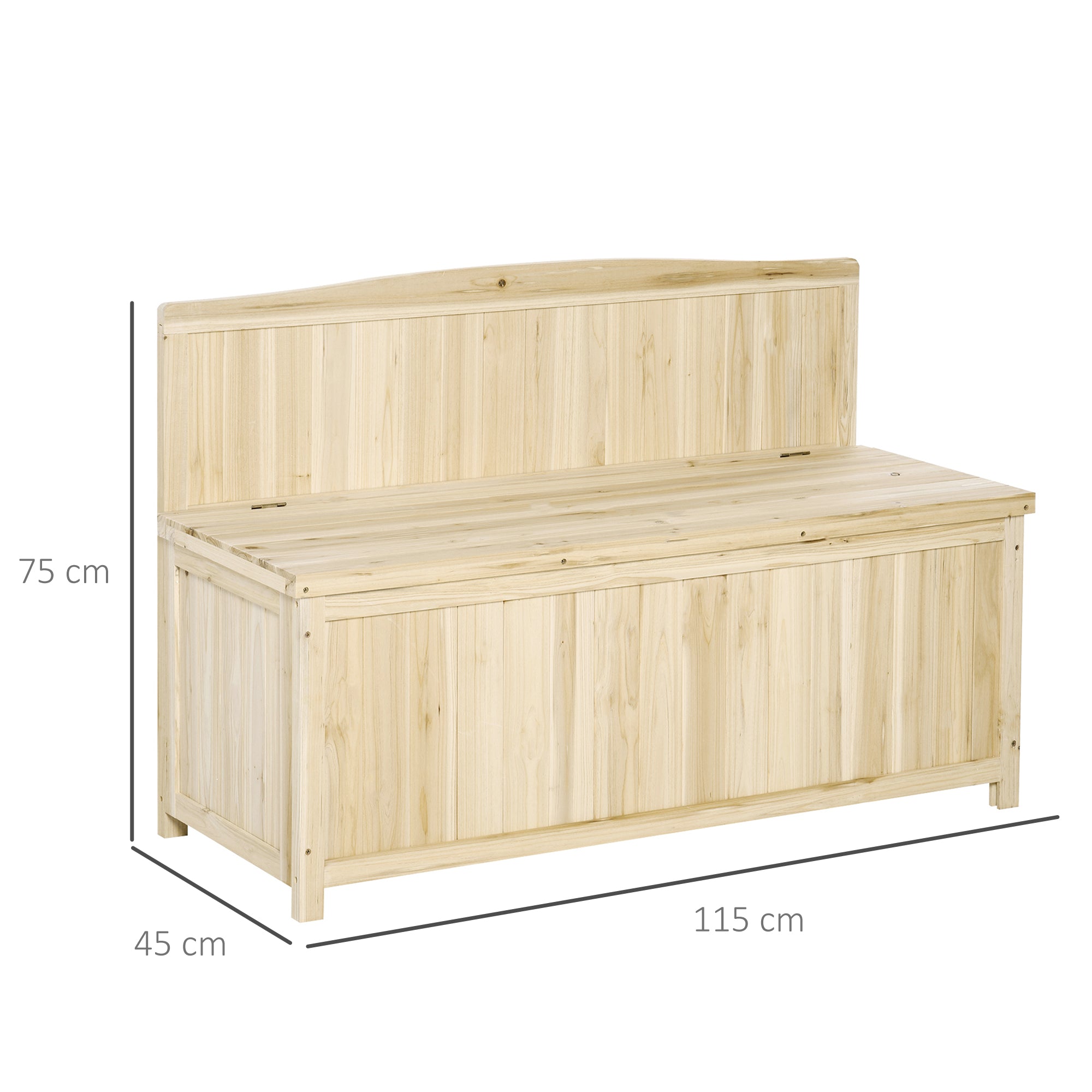 Wood Storage Bench Outdoor Seating for Patio Garden, Natural Wood