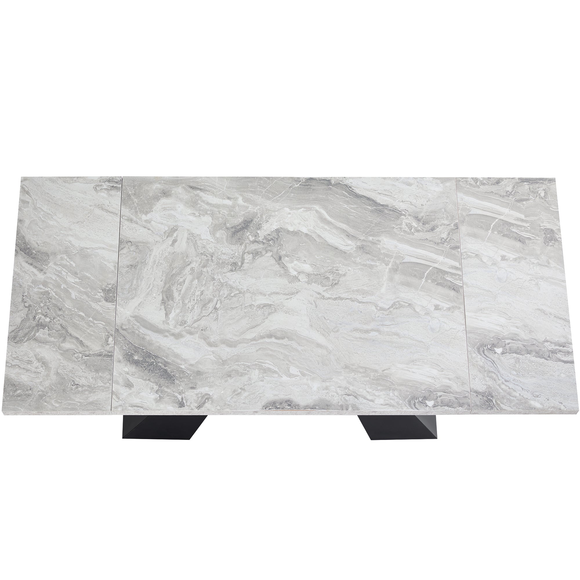 Telescopic Dining Table 99-159cm Extendable Pedestal Legs - Grey