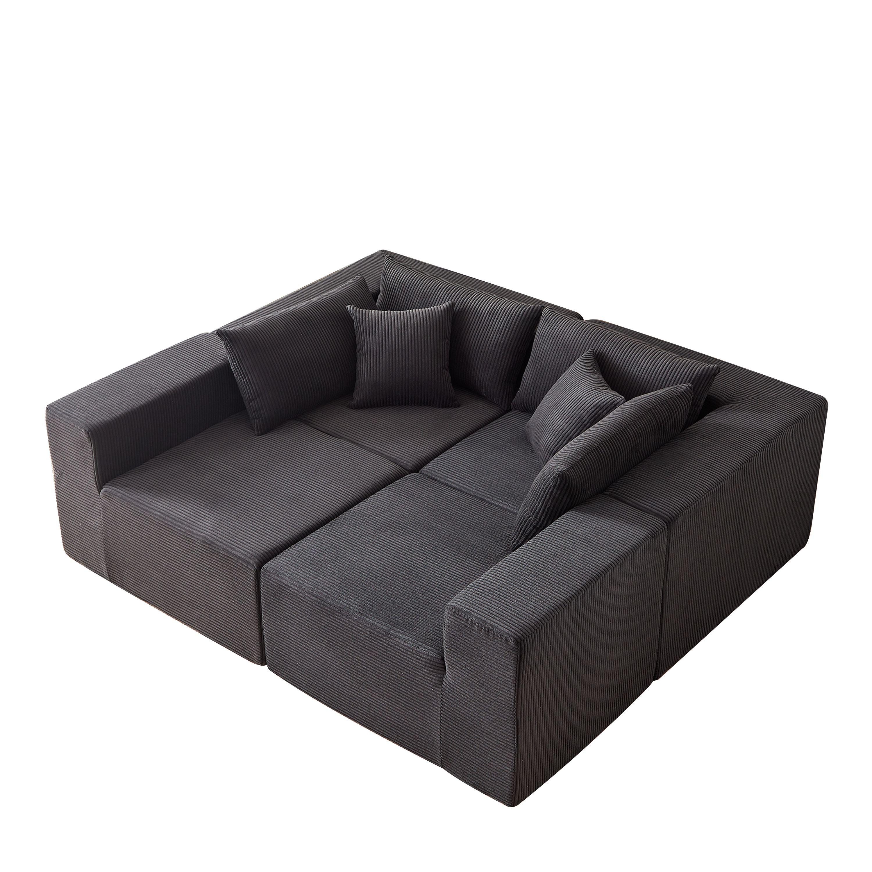 Modular L-Shaped Sectional Sofa 104-Inch 4-Piece Foam-Filled - Corduroy