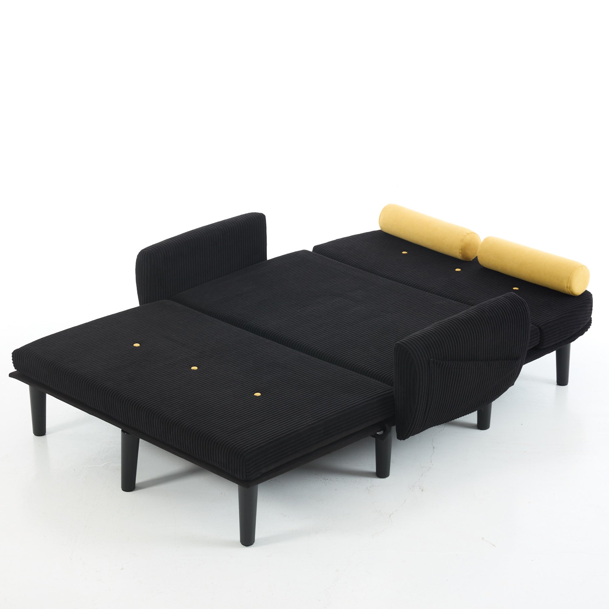 Loveseat Sofa Daybed Recliner with Storage Space, Black Corduroy