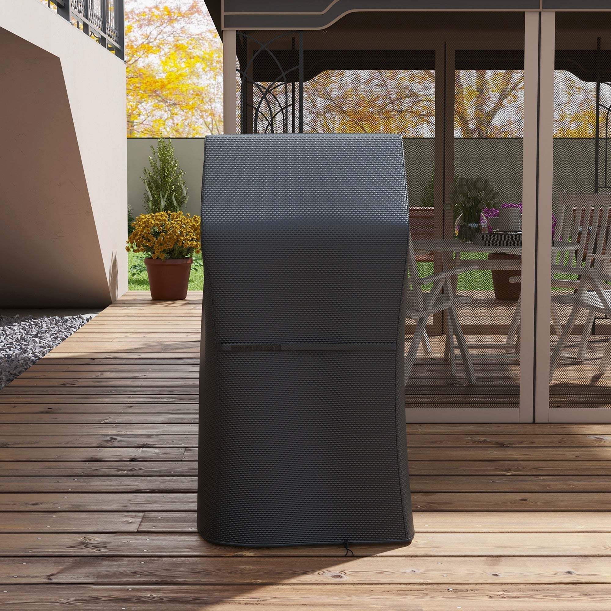 Protective Grill Cover, 147 x 61cm Weather-Resistant, Durable Plastic Coated Black