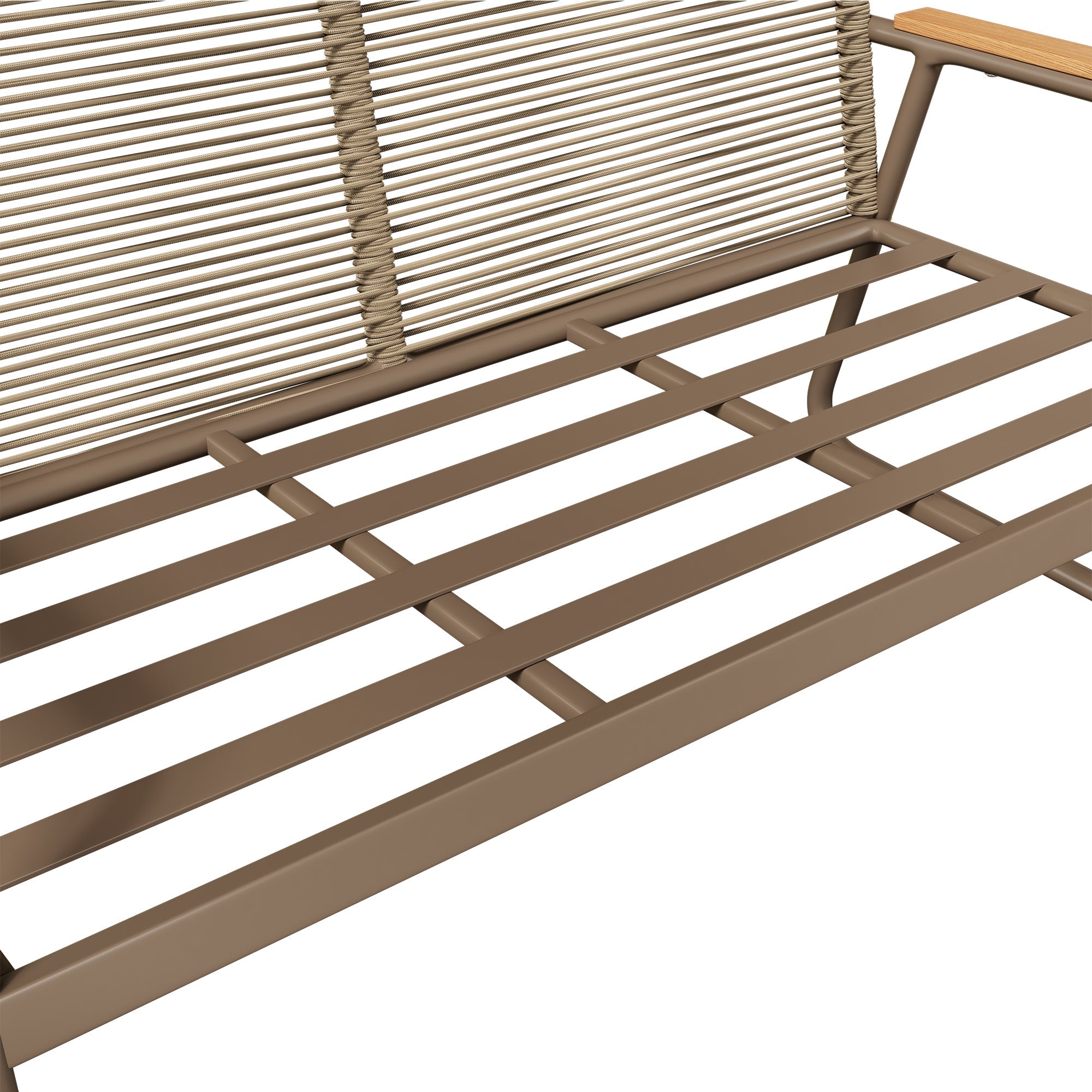 Garden Lounge Set 4 Person Sofa Table Adjustable Legs Tempered Glass - Beige