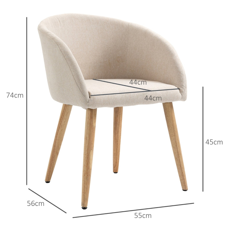 2 Upholstered Chairs Scandinavian Wooden Legs Non-Slip Pads - Beige