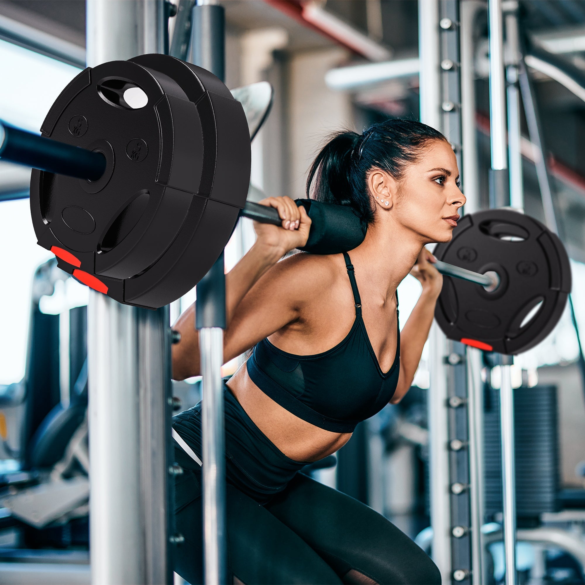 Dumbbell Weights Set, 4pc 5kg/7.5kg 2.5cm Bore, Black