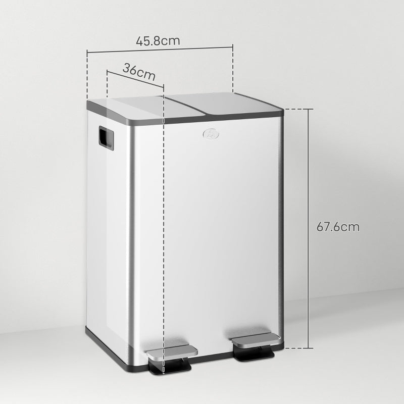 56L Dual Compartment Bin with Deodoriser Holders Stainless Steel