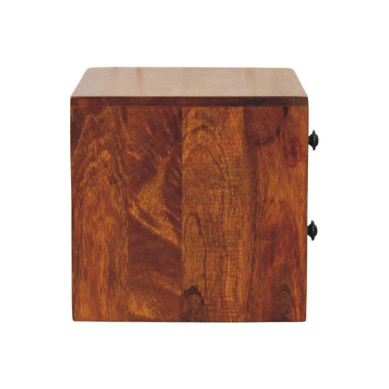 Solis Chestnut Nightstand, Wall Mounted 2 Drawers, Solid Wood Dark Brown