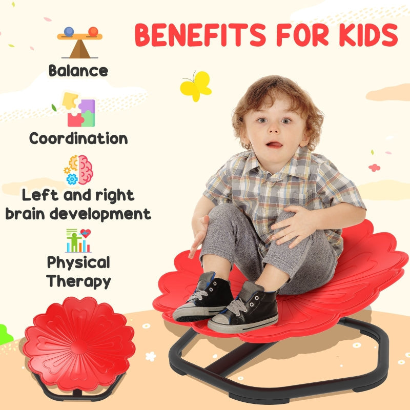 Flower-Shaped Sensory Spinning Chair Non-Slip Base Red
