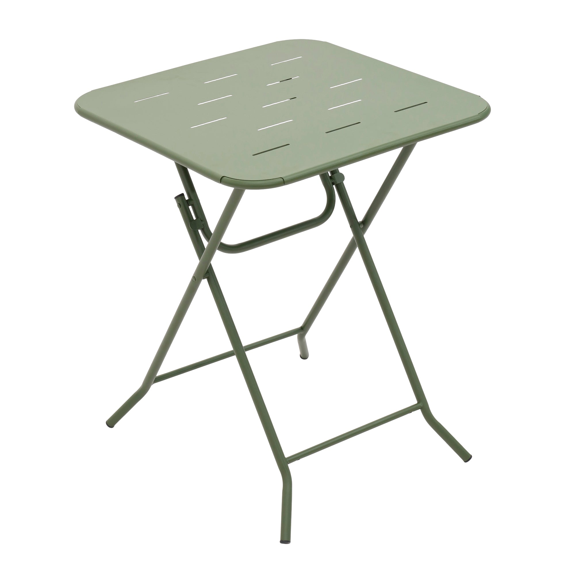 Outdoor 3-Piece Foldable Bistro Set, 2 Chairs and 1 Table Weather-Resistant, Green Metal