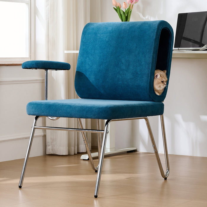 Office Chair with Integrated Cat Bed, Scratch-Resistant, Armchair