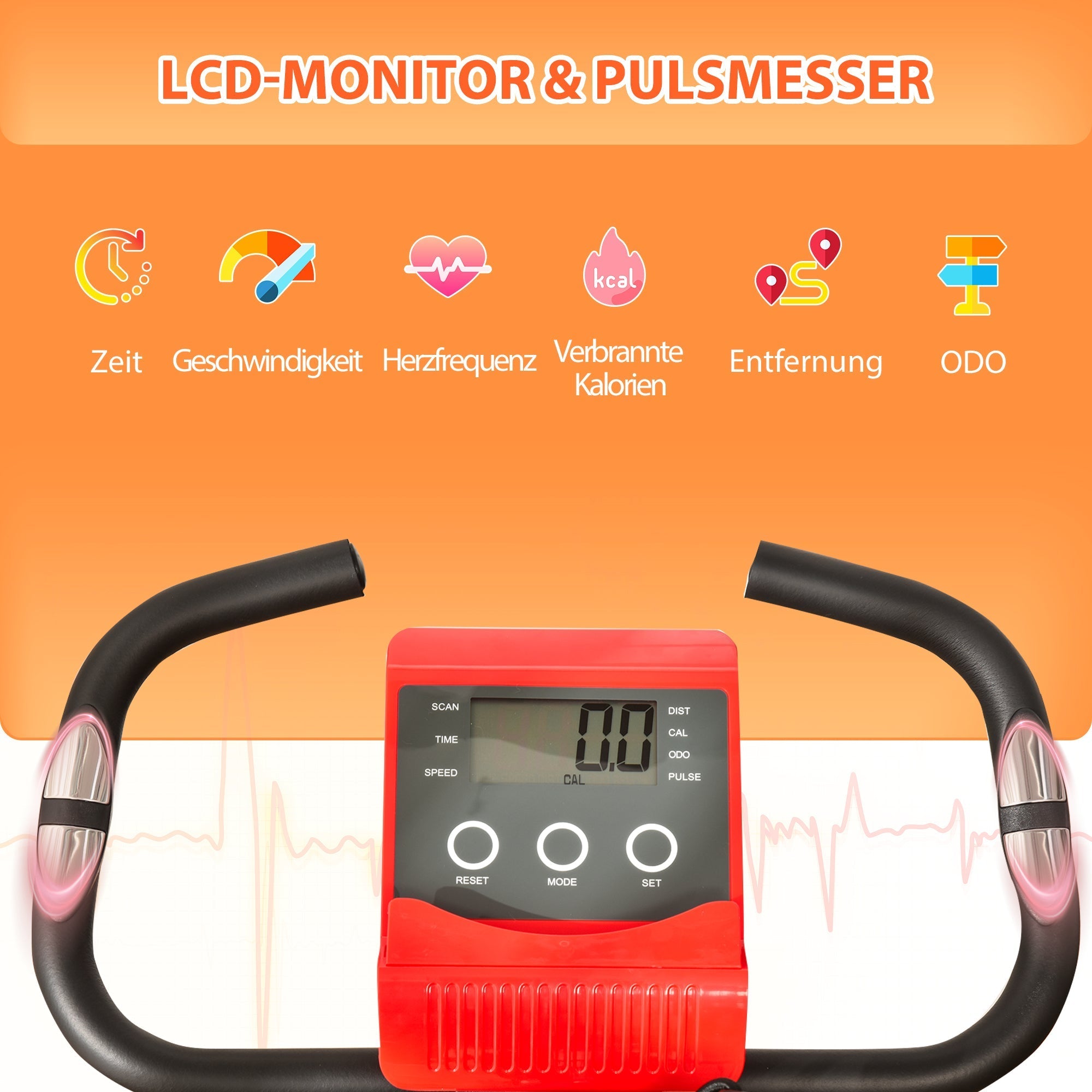 Heimtrainer, klappbar 2-in-1 mit LCD & 8 Widerstandsstufen, Spannseilen