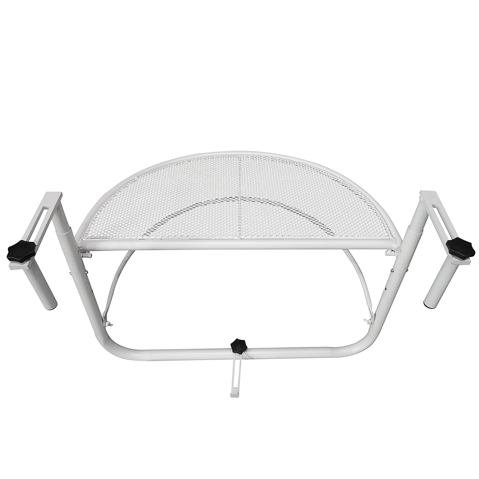Balcony Hanging Table, Adjustable Semi-Circular Garden Table, Metal White