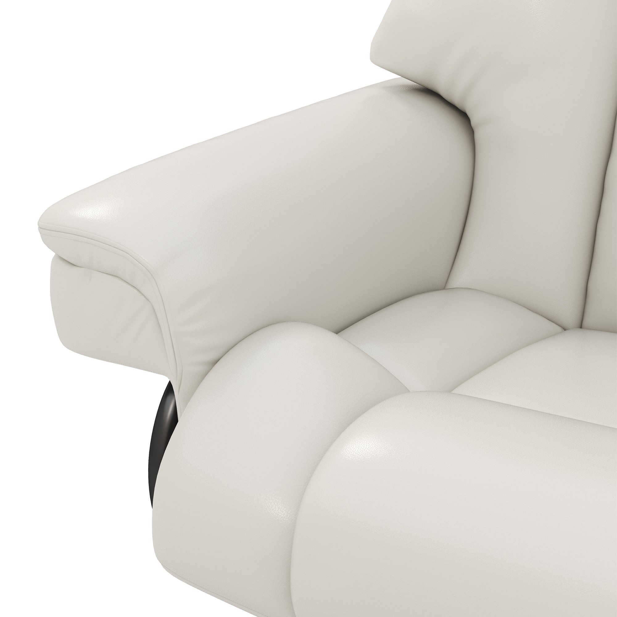 Reclining Armchair with Footstool, Electric Swivel Massage Function, Faux Leather, Cream White