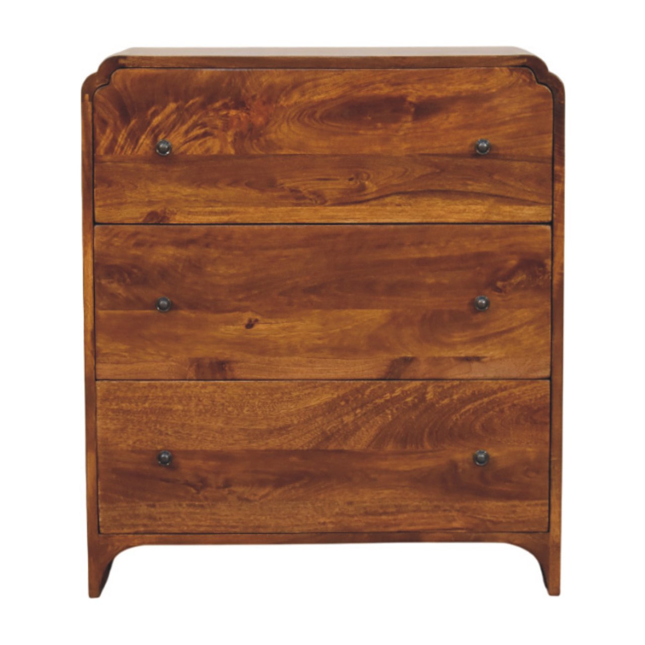 Newton Chestnut 3 Drawer Chest, Solid Wood Dark Brown