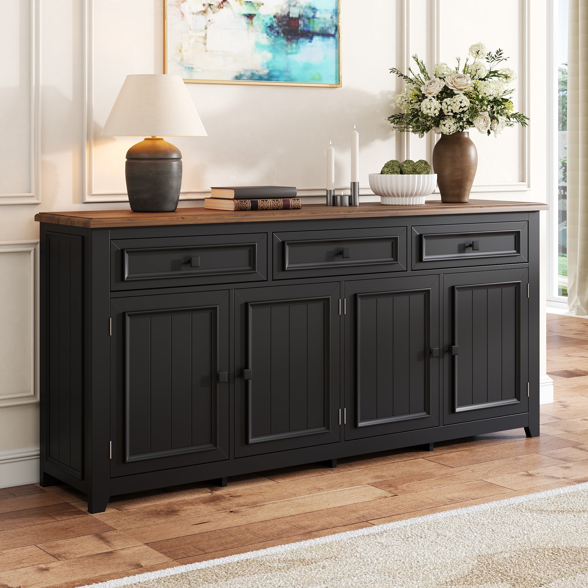 Sideboard Cabinet, Buffet Storage Set, 160L x 35W x 76H (cm), Modern Simple