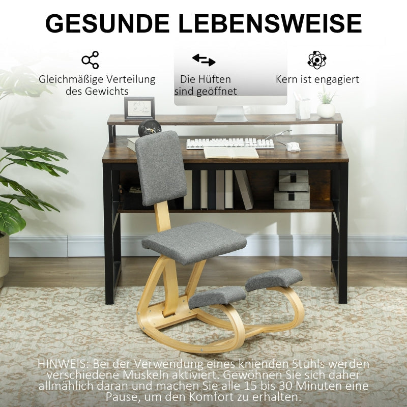Ergonomischer Kniestuhl, Gesundheitsstuhl für das Home Office, Grau