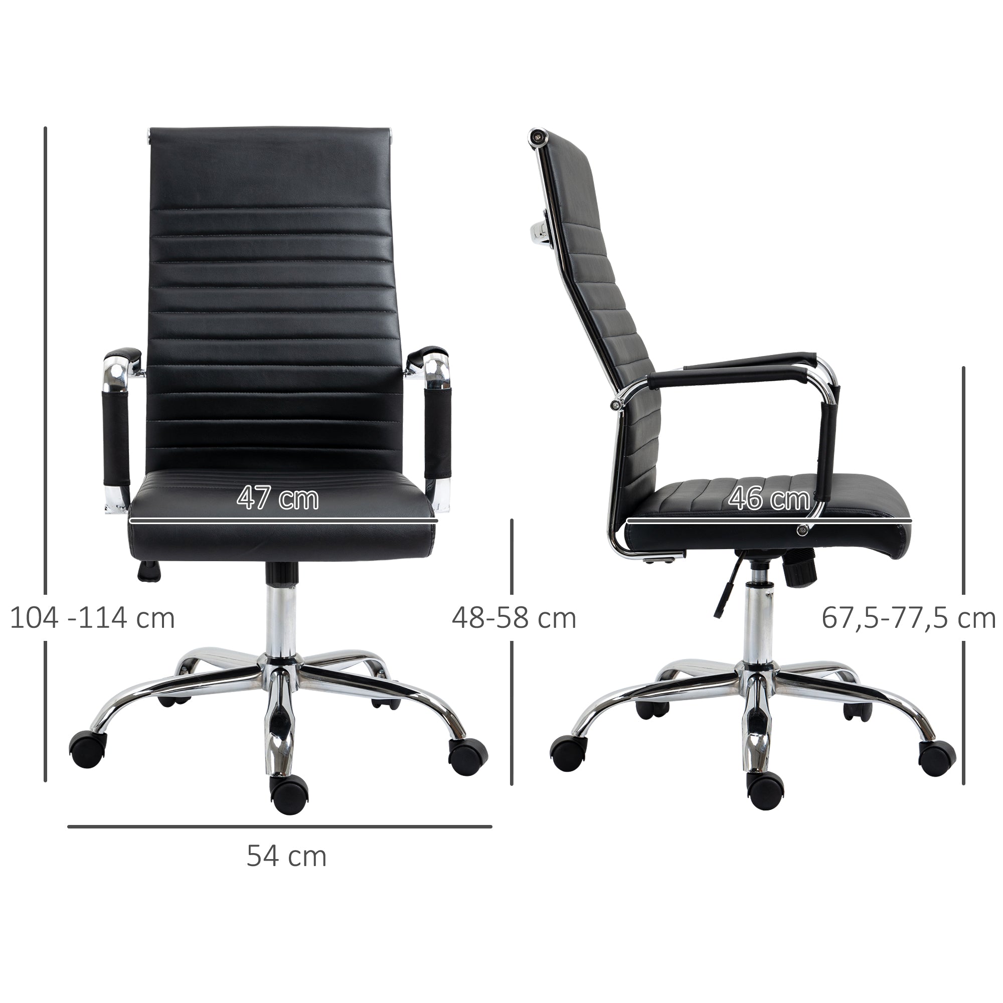 Executive Office Chair Ergonomic Rocking Height Adjustable Faux Leather/Foam, Black