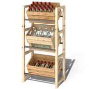 Beverage Crate Rack 3 Levels Freestanding 150 kg natural wood