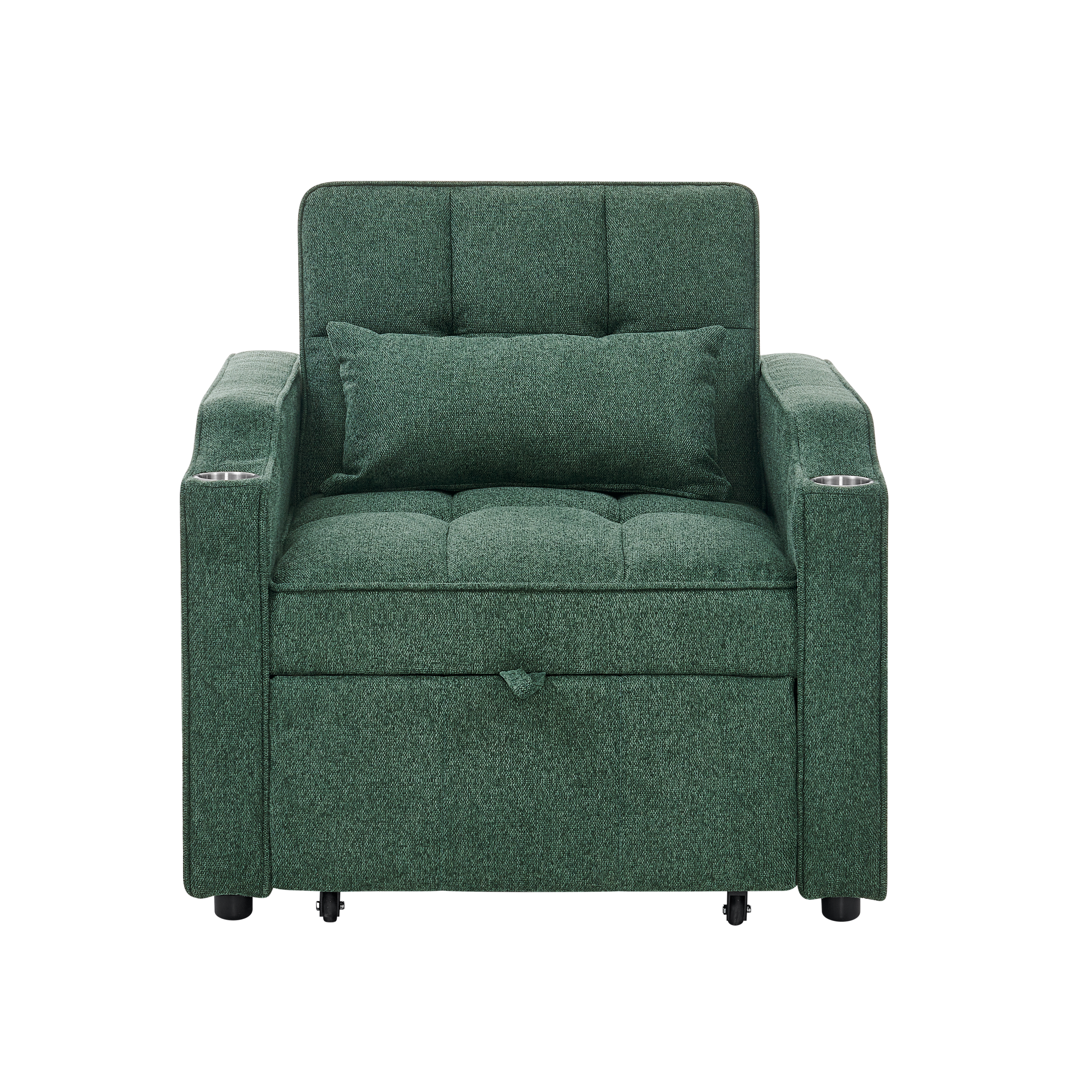 3-in-1 Light Luxury Sofa Bed with Slide-to-Transform Design and USB Charging, Green