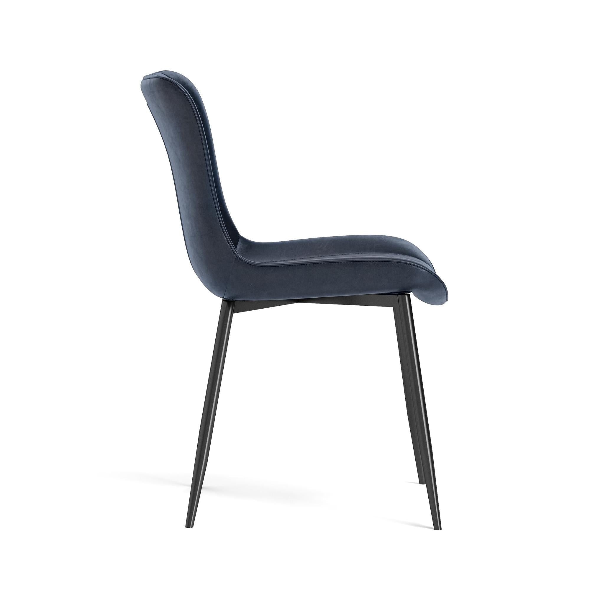 Dining Chairs Set of 2 Armchairs Faux Leather - Blue