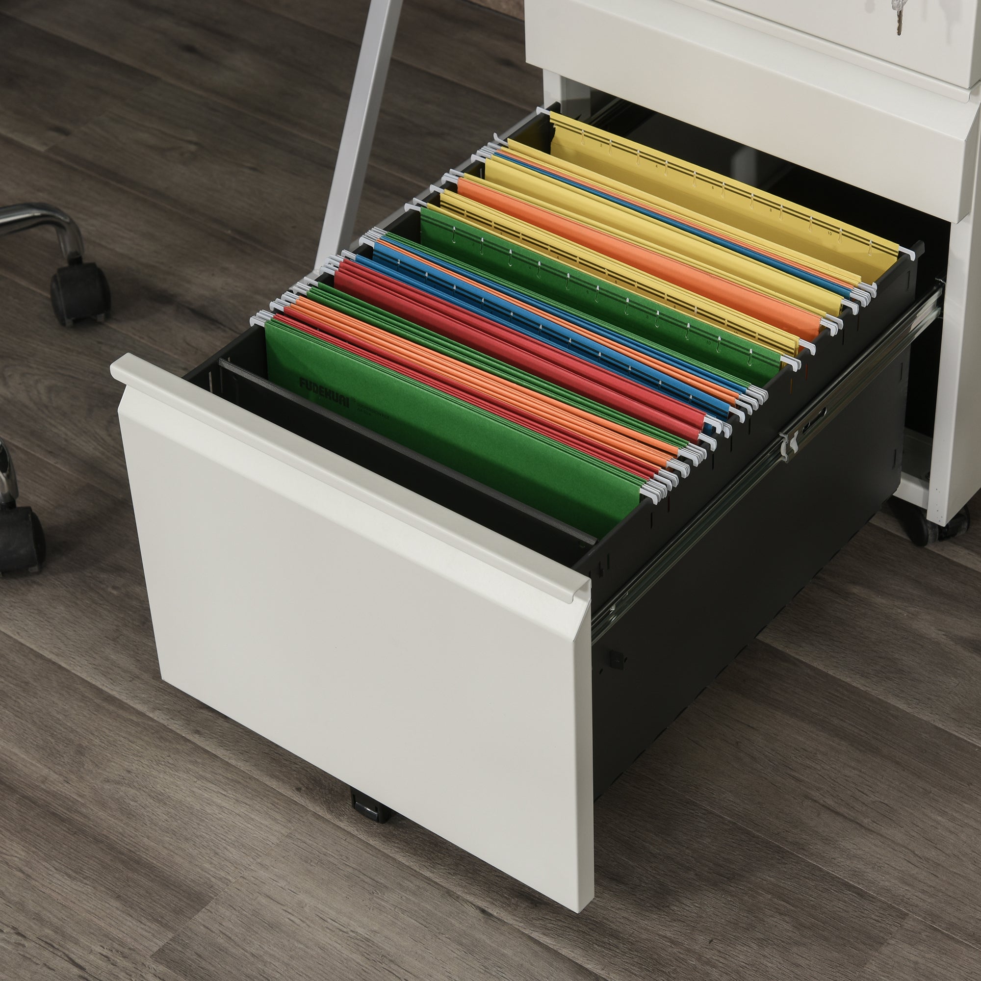 3 Drawer Filing Cabinet, Anti-tilt Mobile Storage for Letter/A4/Legal, White Metal
