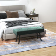 Upholstered Bench X-Pattern Seat, Bed, Hallway, Velvet Look, Green