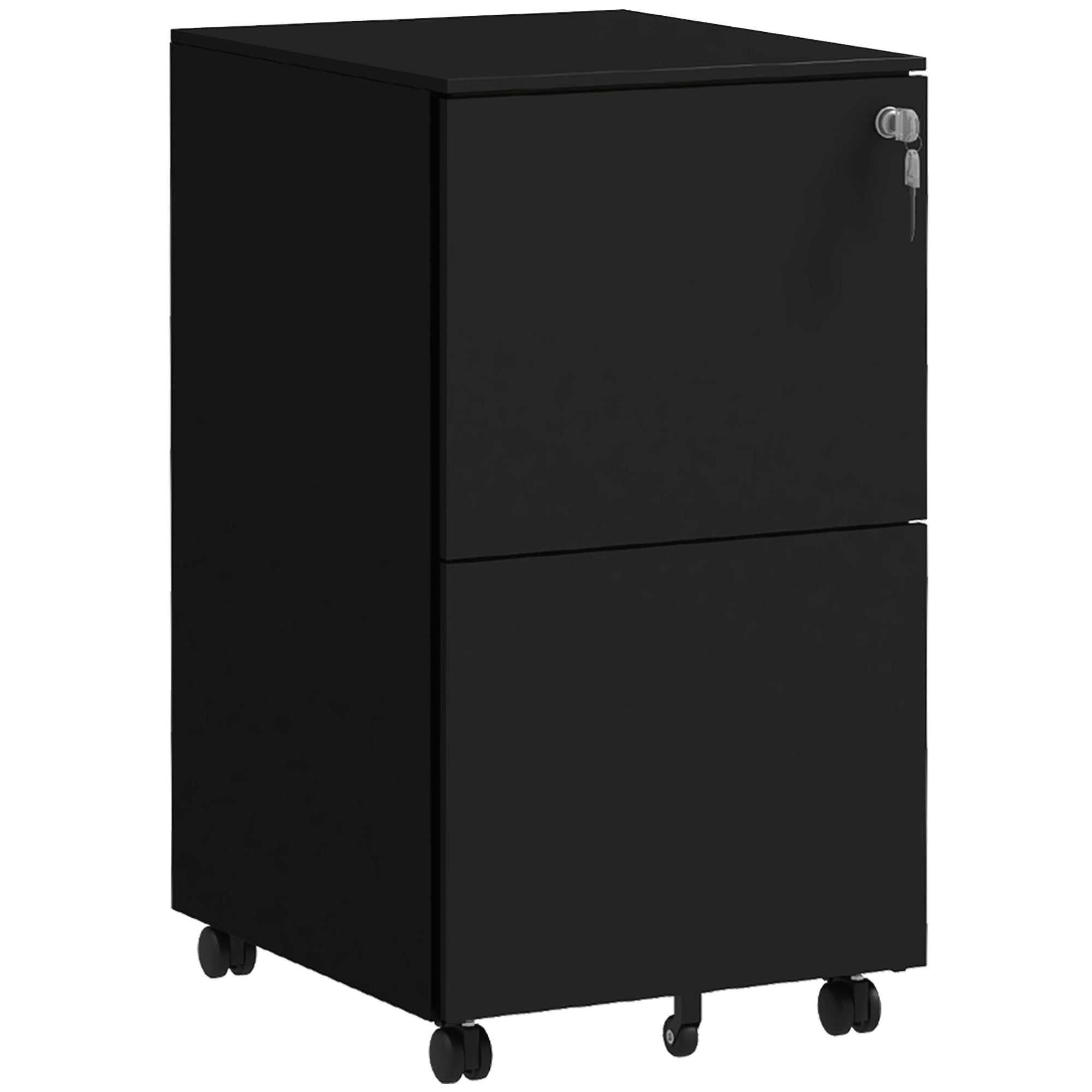 Vinsetto Filing Cabinet with 2 Lockable Drawers, Rolling, Steel, Black