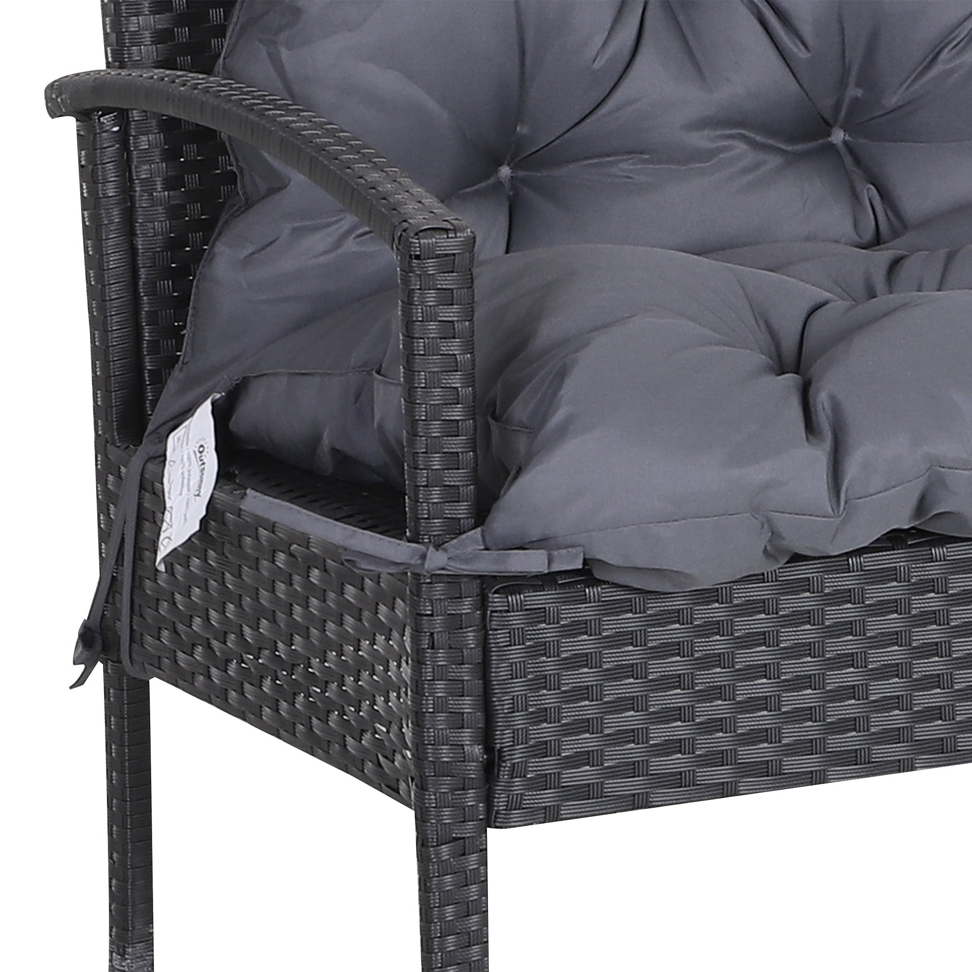 Garden Bench Seat Cushion 100x98x8cm Comfortable Weatherproof Dark Grey Cotton