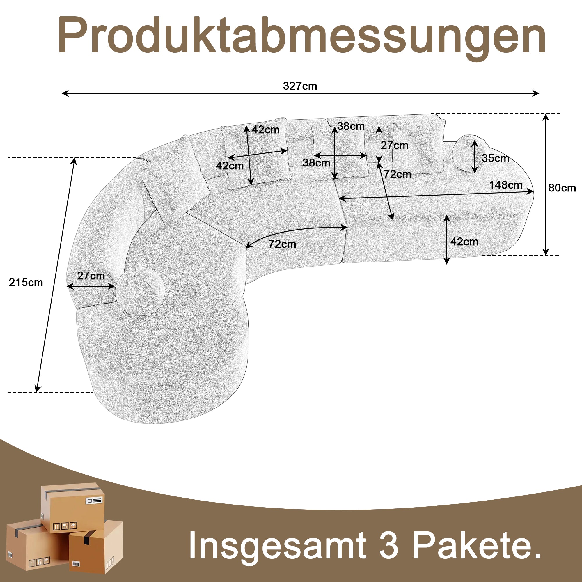 Cloud Sofa, Large L-Tier Arched Plush Design
