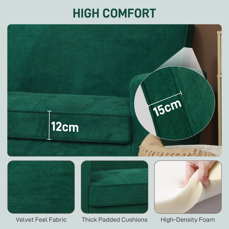 Two-Seater Sofa Velvet-Feel - Green