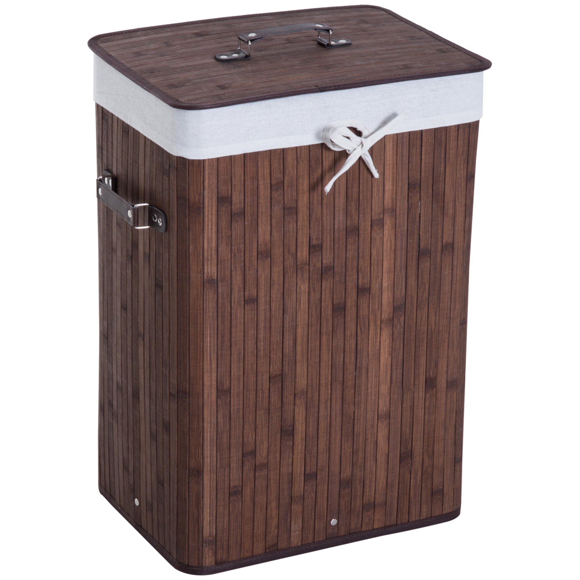 Laundry Basket 72L Foldable Washable Bamboo Dark Brown