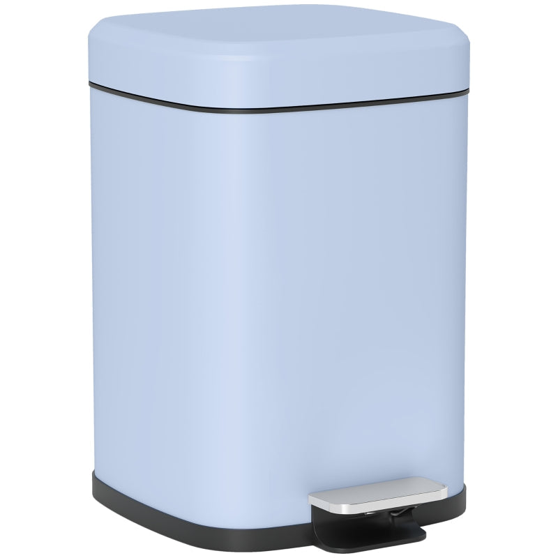 12L Kitchen Bin, Modern Boxy Metal, Light Blue