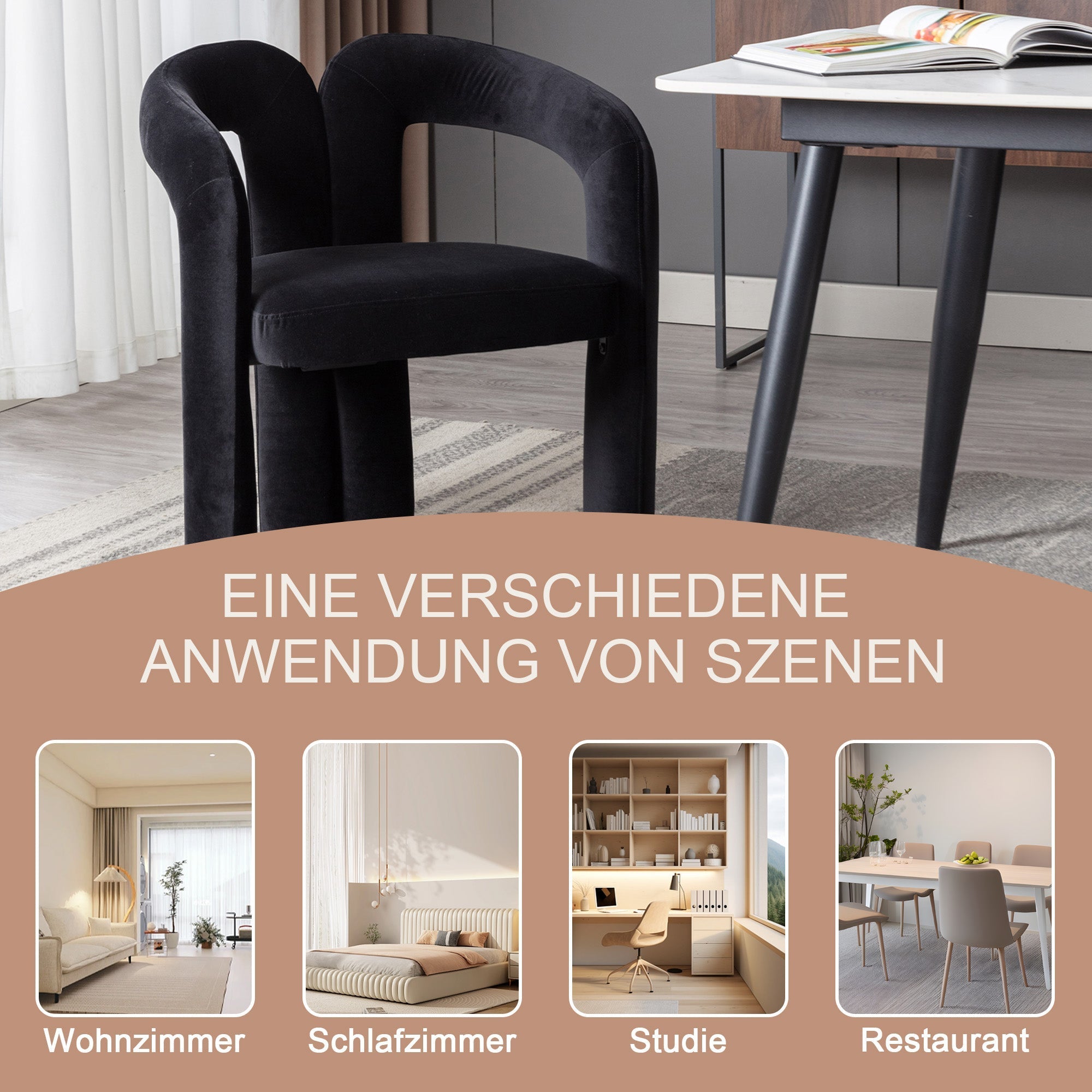 Velvet Dining Chairs (2 pc), Modern Design Upholstered Decorative Armchair 2-Piece Set