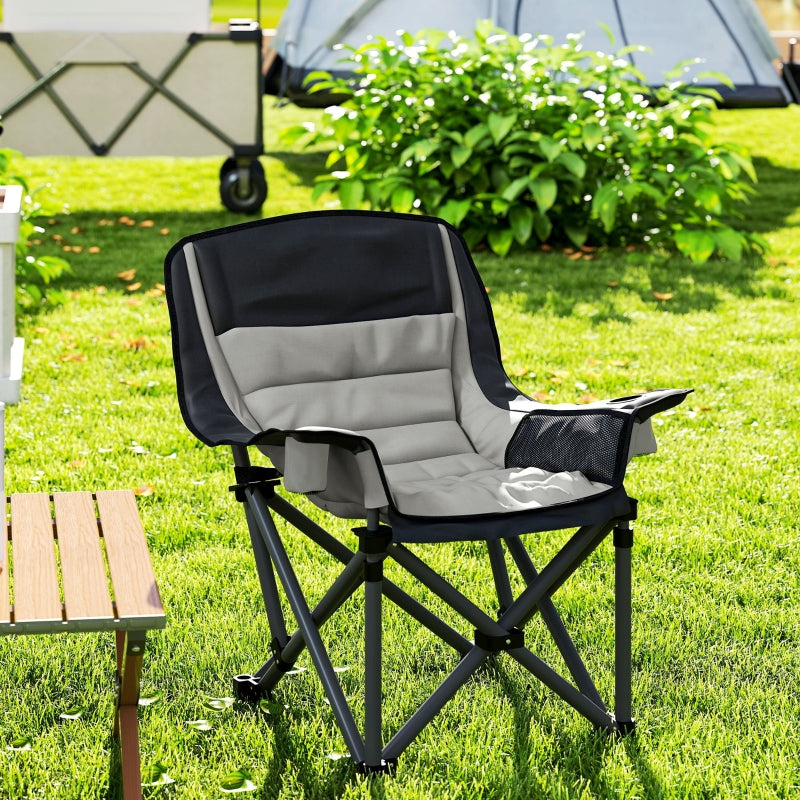 Portable Camping Chair, Padded with Carry Bag - Black/Grey
