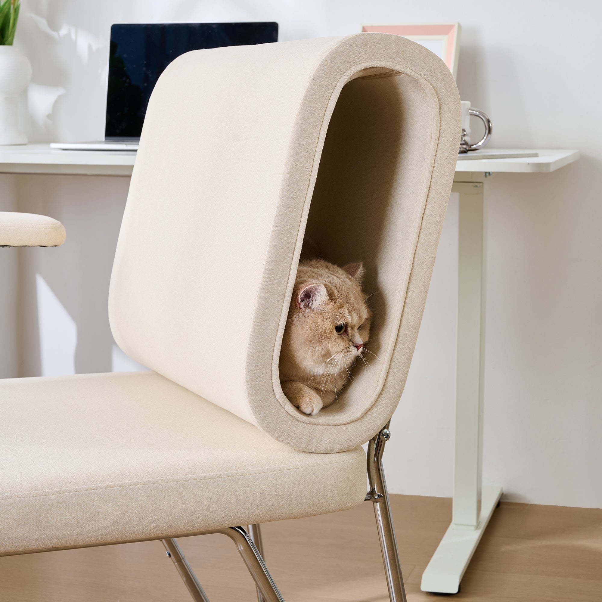 Office Chair with Integrated Cat Bed, Pet-Friendly, Scratch-Resistant, Armchair
